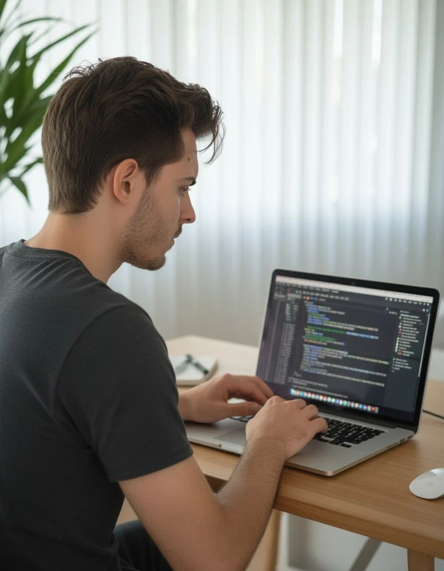 Let George Design working as a freelance - freelance designing a website for a client.
